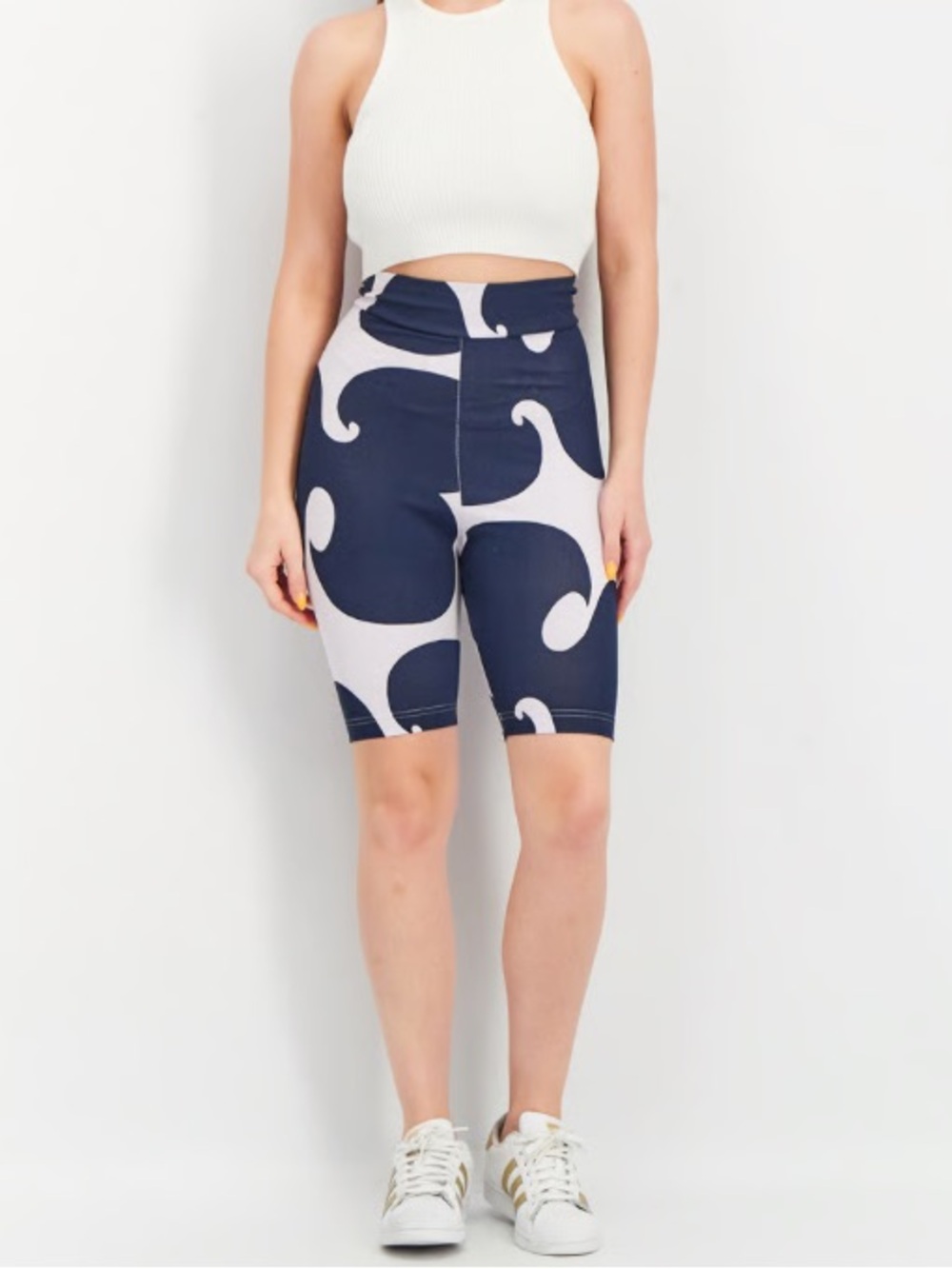 New Adidas Marimekko Shorts Size M Navy Purple Women’s Biker Bermuda Collab